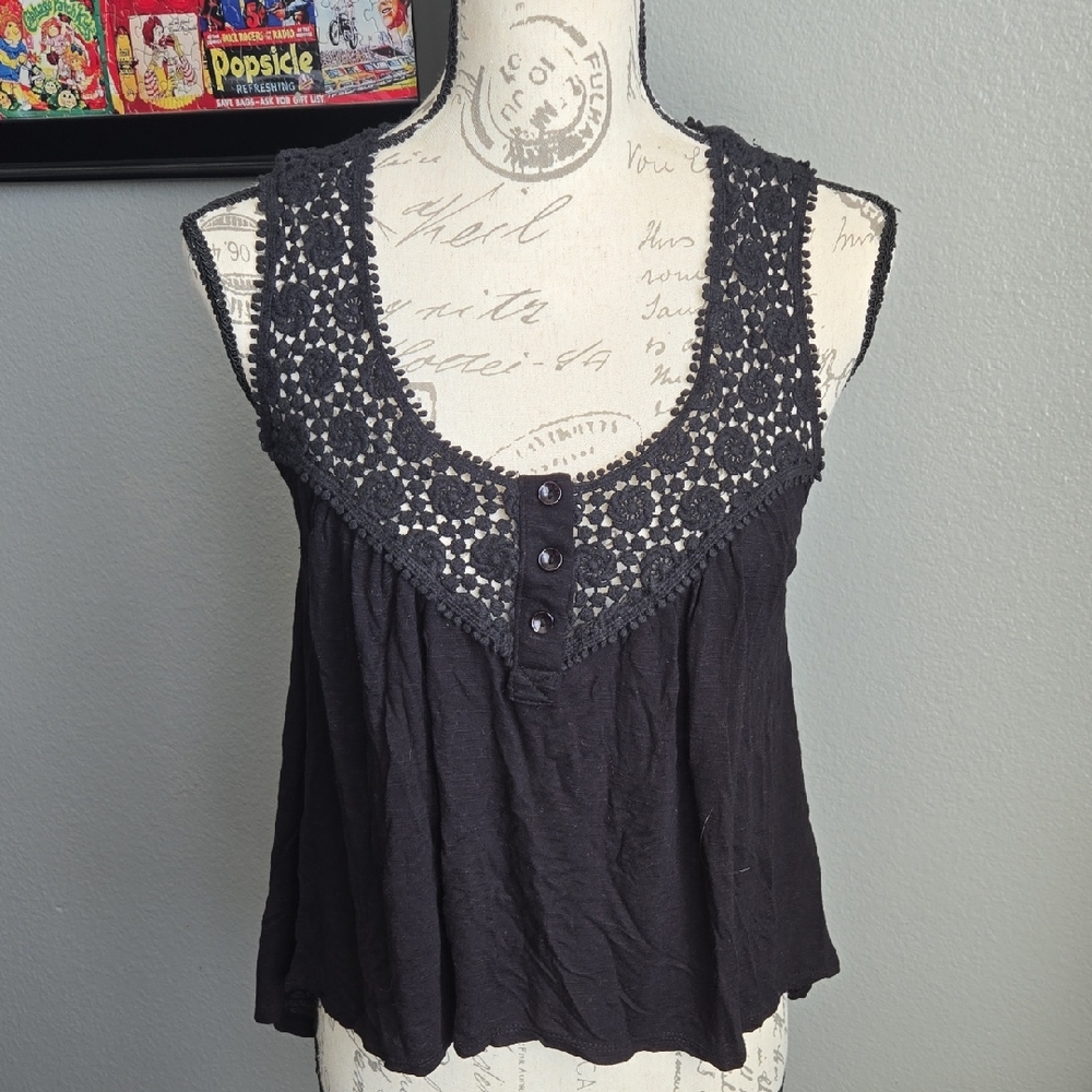 American Dream Black Embellished Cropped Tank Top